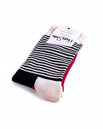 Носки мужские Happy Socks Combed Cotton Stripes Small White