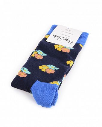 Носки мужские Happy Socks Combed Cotton Flower Royal