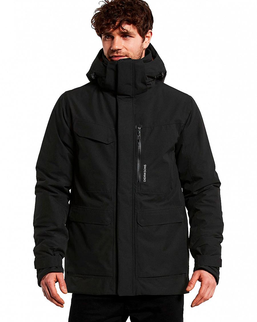 Куртка мужская непромокаемая демисезонная Швеция Didriksons Sebastian Black  купить с доставкой в интернет-магазине Blacksides в Москве